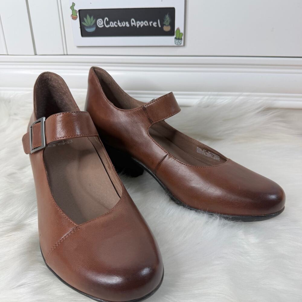 Dansko Roxanne Mary Jane Heels Brown Leather Shoes EU 41 (US 10.5-11)
